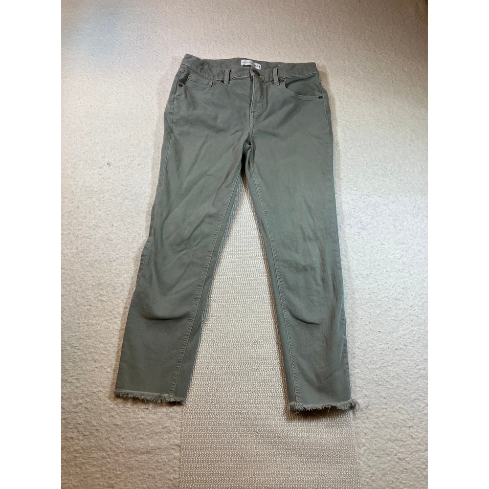 Loft Womens Sage‎ Green Straight Leg Frayed Hem Jeans Size 4 27 Stretch Denim